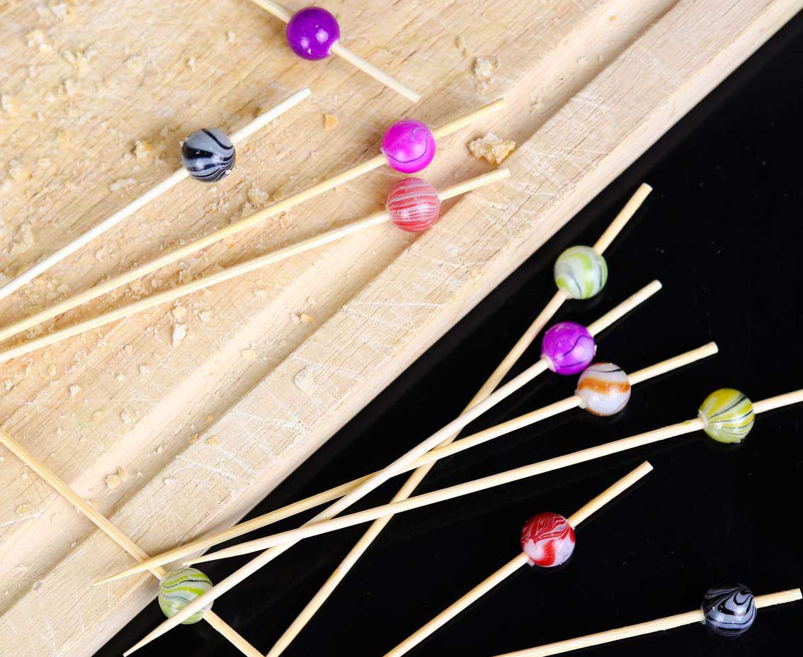 Cocktail picks "Ceramic Balls", assorted colours, 24 pcs EOL
